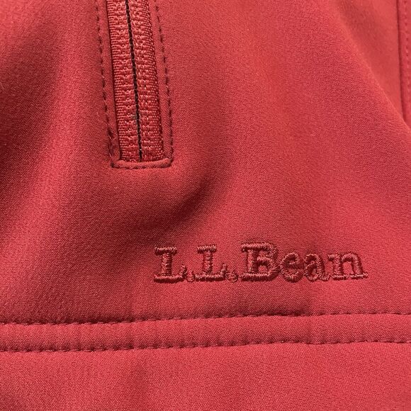 LL Bean Nylon Soft Shell Jacket Fleece Lined Red Full Zip Men's Large Tall - Picture 6 of 7